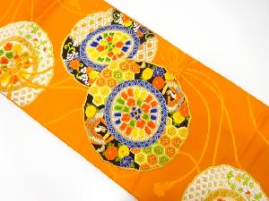 アンティーク　鏡裏に花鳥模様織出し袋帯（着用可）